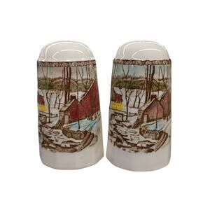Johnson Brothers Friendly Village Salt & Pepper Shakers 3.75" Made in England